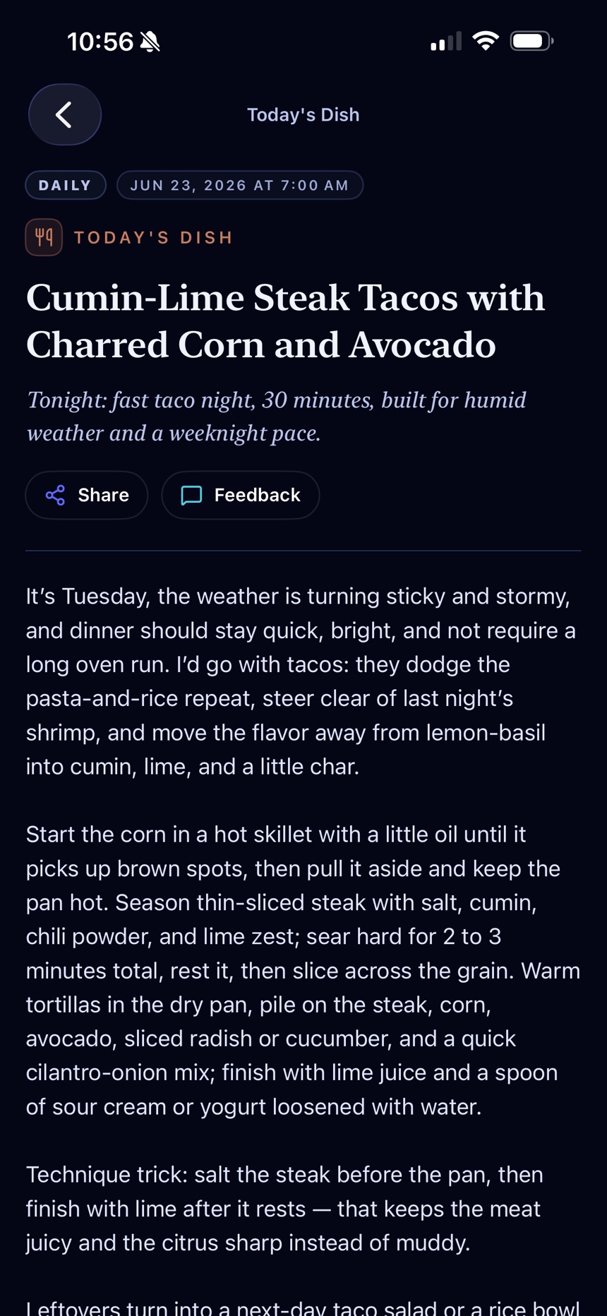 Today's Dish on a phone